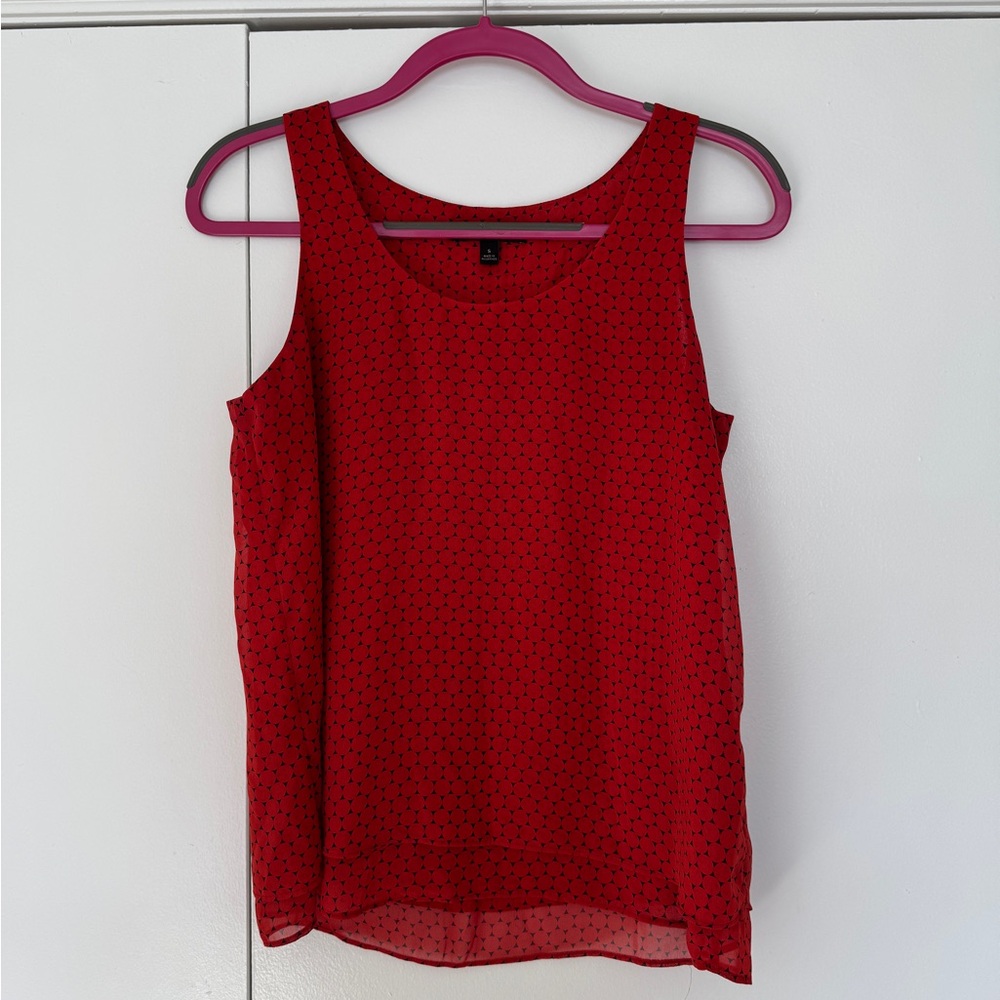 Banana Republic Red Black Geometric Sleeveless Shell Top Blouse Layering (NOTE)